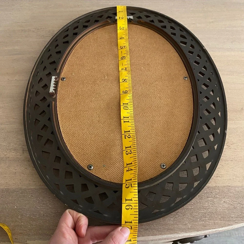 Vintage Homco Dart Burwood Faux Wood Rattan MCM Oval Mirror